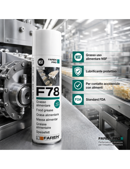 F78 Grasso Spray Alimentare FDA Atossico Antiossidante 400 ml 2 Pezzi FAREN - foto 5