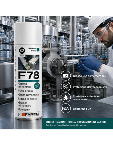 F78 Grasso Spray Alimentare FDA Atossico Antiossidante 400 ml 2 Pezzi FAREN - foto 6