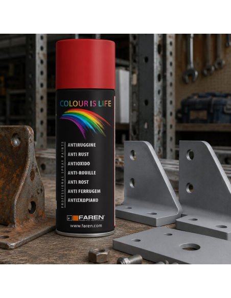 Vernice Spray Acrilica Antiruggine Grigio Opaco 400 ml Fondo Protettivo FAREN - foto 2