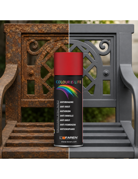 Vernice Spray Acrilica Antiruggine Grigio Opaco 400 ml Fondo Protettivo FAREN - foto 3