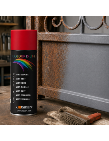 Vernice Spray Acrilica Antiruggine Grigio Opaco 400 ml Fondo Protettivo FAREN - foto 5