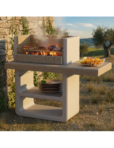 Barbecue Agadir Legna Carbonella 125 x 64 x 110,5 cm In Calcestruzzo SAROM - foto 3
