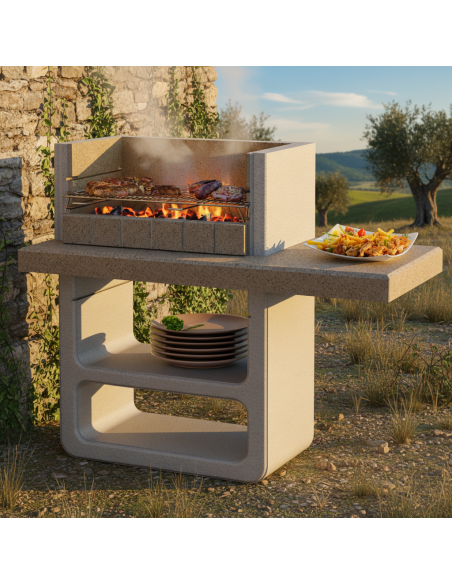 Barbecue Agadir Legna Carbonella 125 x 64 x 110,5 cm In Calcestruzzo SAROM - foto 3