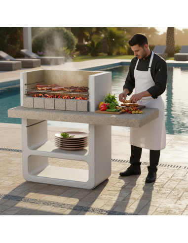 Barbecue Agadir Legna Carbonella 125 x 64 x 110,5 cm In Calcestruzzo SAROM - foto 4