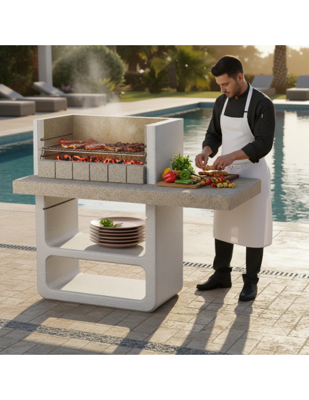 Barbecue Agadir Legna Carbonella 125 x 64 x 110,5 cm In Calcestruzzo SAROM - foto 4