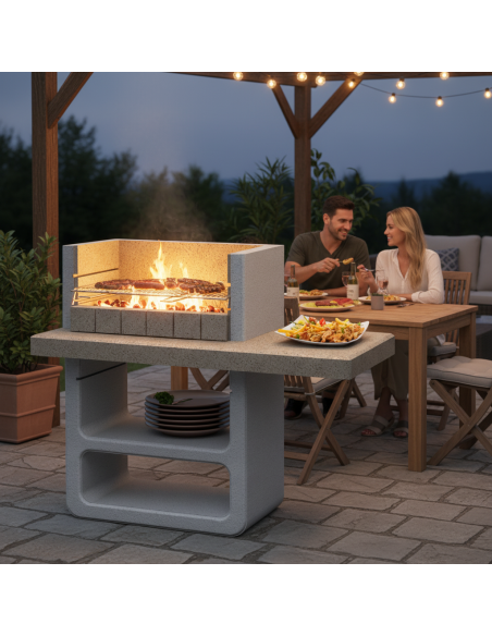 Barbecue Agadir Legna Carbonella 125 x 64 x 110,5 cm In Calcestruzzo SAROM - foto 6