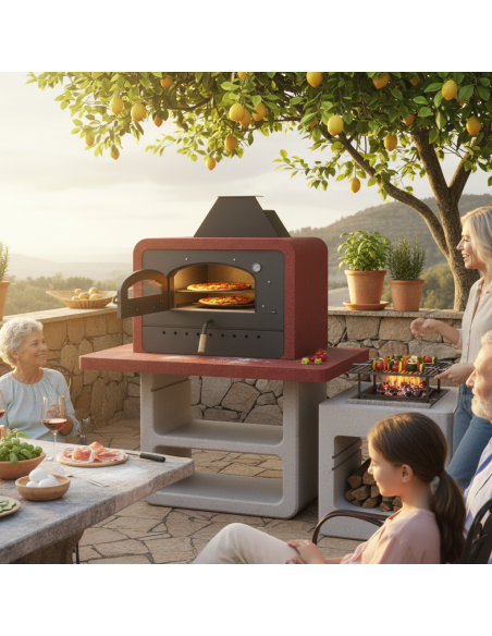 Forno Barbecue Capri Premium Legna Carbonella 114 x 64 x 158 cm SAROM - foto 4