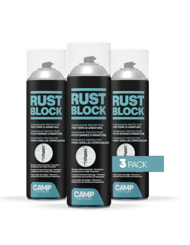 Rust Block Passivante Spray Per Protezione Armature 500 ml Kit 3 Pezzi