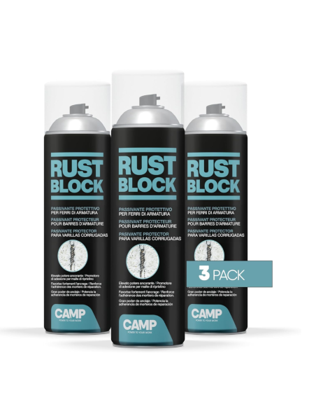Rust Block Passivante Spray Per Protezione Armature 500 ml Kit 3 Pezzi