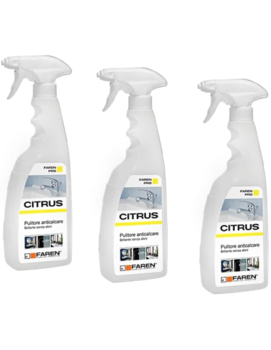 FAREN Anticalcare CITRUS Pulitore Rubinetterie Da 750 ml 3 Pezzi
