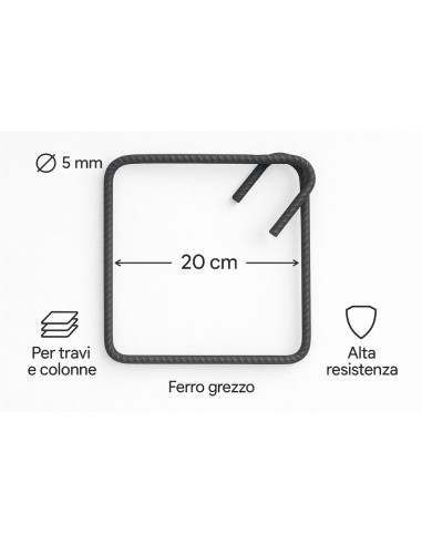 Staffa Chiusa Antisismica Armatura Ferro 20 x 20 cm Strutture Cemento 1 Pezzo