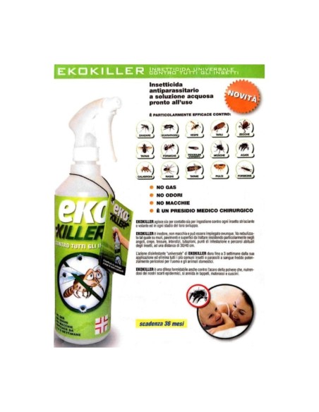 EvoKiller Insetticida Antiparassitario Insetti Parassiti Spray 750ml (EkoKiller)