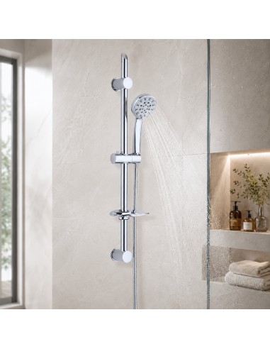 FORTUNATO Saliscendi Doccia H 75cm 5 Getti Anticalcare E Gancio Muro Salva Foro