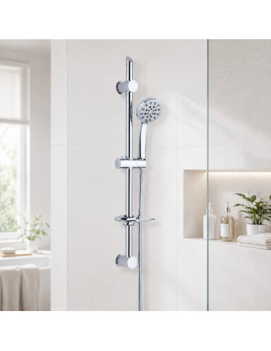 FORTUNATO Saliscendi Doccia H 75cm 5 Getti Anticalcare E Gancio Muro Salva Foro