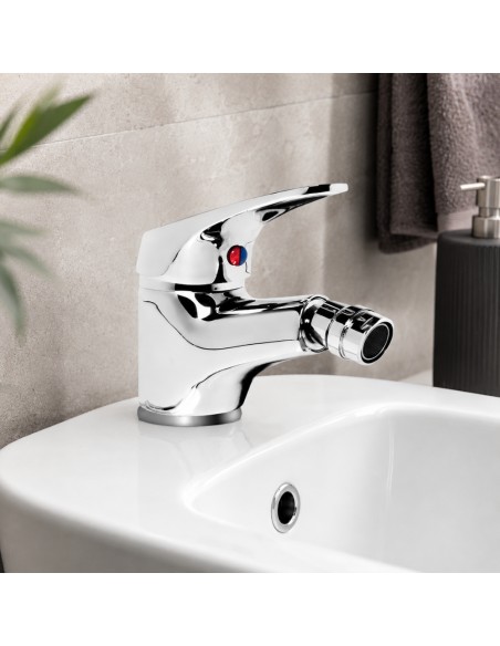 FORTUNATO Rubinetto Miscelatore Bidet C/Piletta Ottone Cromato Cartuccia 40mm