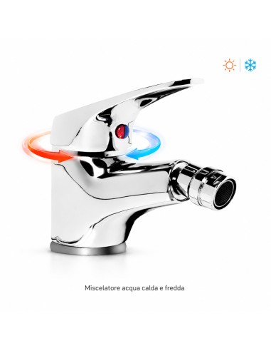 FORTUNATO Rubinetto Miscelatore Bidet C/Piletta Ottone Cromato Cartuccia 40mm