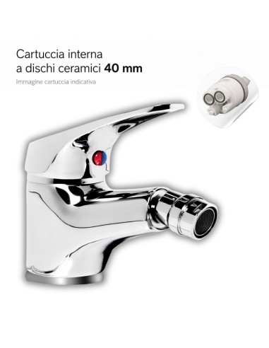 FORTUNATO Rubinetto Miscelatore Bidet C/Piletta Ottone Cromato Cartuccia 40mm