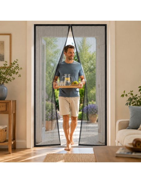 Zanzariera Magnetica 100x220 cm per Porta Finestra con Calamita Nera