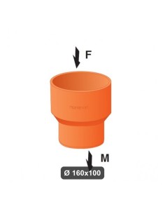 Riduzione superplastica Ø 160x100 arancione per scarichi