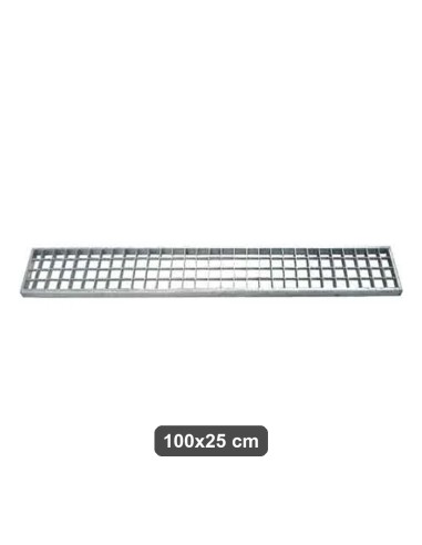 Griglia zincata con telaio 100x25 cm per scarichi