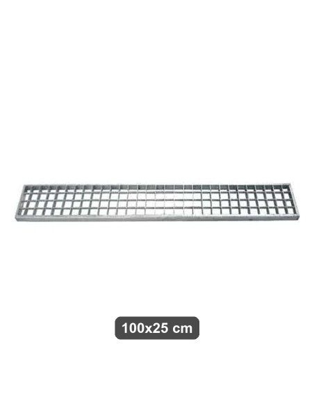 Griglia zincata con telaio 100x25 cm per scarichi