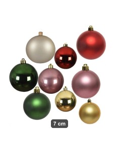 Set 8 sfere in vetro rosso 7 cm addobbi natalizi