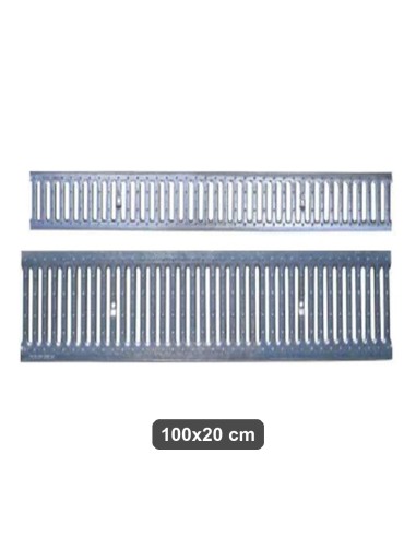 Griglia zincata con telaio 100x20 cm per scolo acque