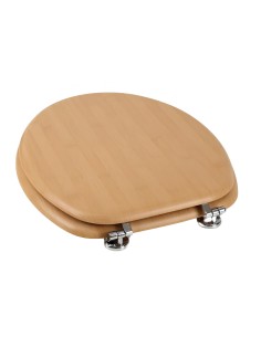 FORTUNATO Sedile Wc Effetto Bamboo Acero Chiaro MDF Cerniere Incluse 44x38x4 Cm 2