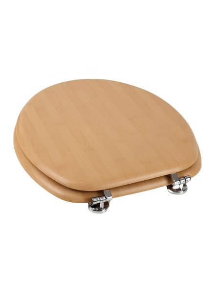 FORTUNATO Sedile Wc Effetto Bamboo Acero Chiaro MDF Cerniere Incluse 44x38x4 Cm