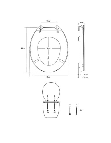 FORTUNATO Sedile Wc Effetto Bamboo Acero Chiaro MDF Cerniere Incluse 44x38x4 Cm
