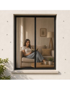 Zanzariera Magnetica Finestra 100x160 cm, Tenda Anti Zanzare e Insetti con Calamita Nera