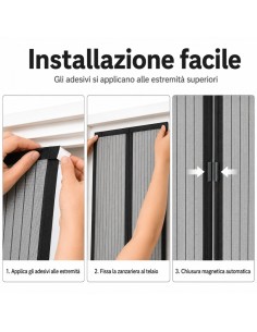 Zanzariera Magnetica Finestra 100x160 cm, Tenda Anti Zanzare e Insetti con Calamita Nera 2