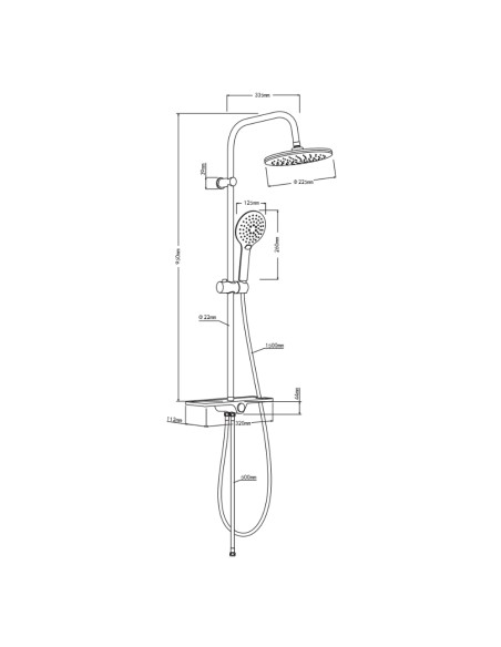 FORTUNATO Colonna Doccia Con Soffione Tondo E Doccetta Rotonda Ottone Cromato