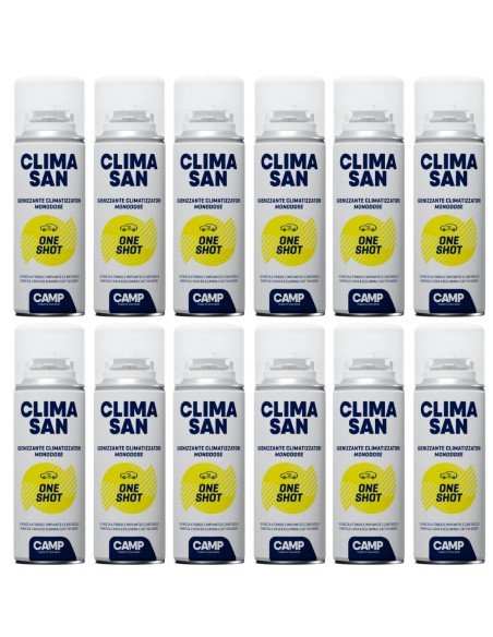 Igienizzante Monodose ClimaSan One Shot Spray Per Climatizzatori Abitacoli Auto Camper 200ml 12 Pezzi