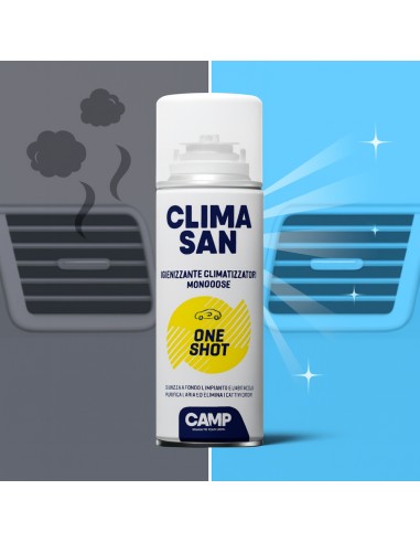 Igienizzante Monodose ClimaSan One Shot Spray Per Climatizzatori Abitacoli Auto Camper 200ml 12 Pezzi