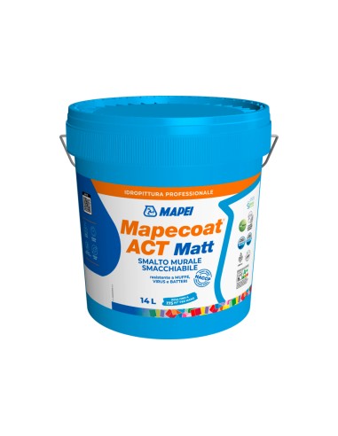 MAPEI Mapecoat Act Matt 14L Smalto Muri Interni Smacchiabile Anti Muffa Batteri