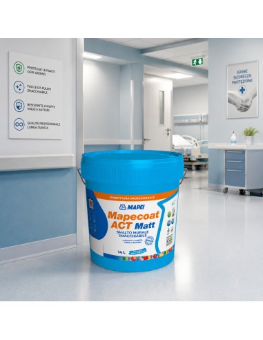 MAPEI Mapecoat Act Matt 14L Smalto Muri Interni Smacchiabile Anti Muffa Batteri