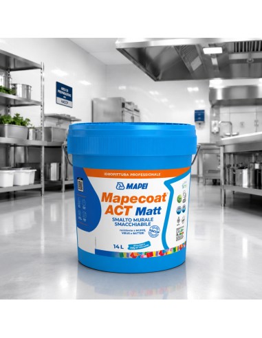 MAPEI Mapecoat Act Matt 14L Smalto Muri Interni Smacchiabile Anti Muffa Batteri