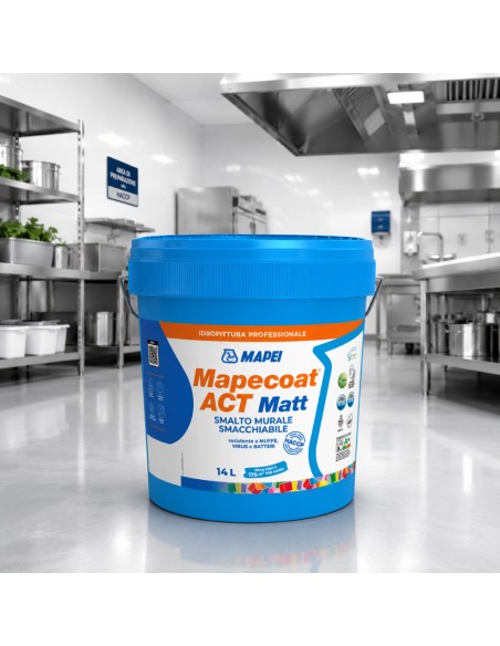 MAPEI Mapecoat Act Matt 14L Smalto Muri Interni Smacchiabile Anti Muffa Batteri