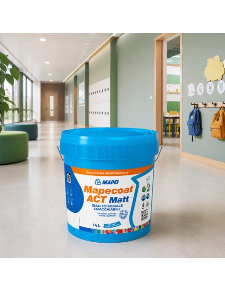 MAPEI Mapecoat Act Matt 14L Smalto Muri Interni Smacchiabile Anti Muffa Batteri