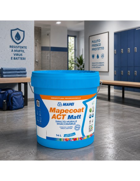 MAPEI Mapecoat Act Matt 14L Smalto Muri Interni Smacchiabile Anti Muffa Batteri