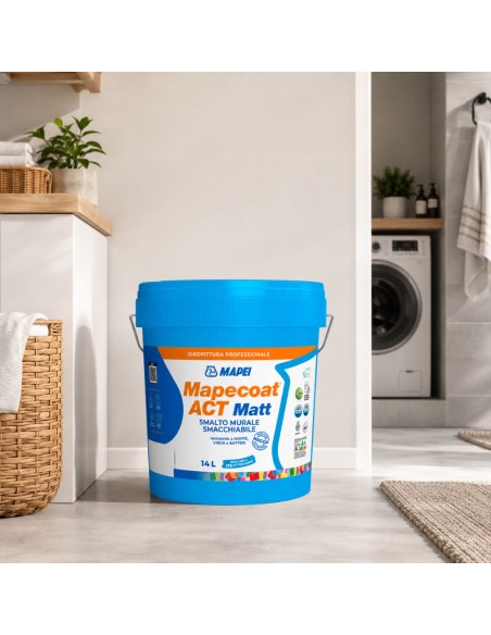 MAPEI Mapecoat Act Matt 14L Smalto Muri Interni Smacchiabile Anti Muffa Batteri