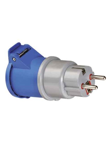 Adattatore industriale CEE 2P+T 16A Schuko bipasso