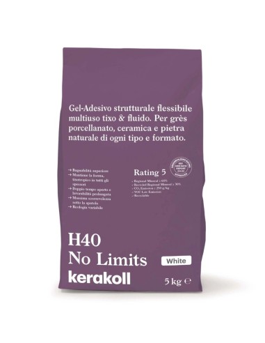 Kerakoll H40 No Limits Gel-adesivo Strutturale Bianco Flessibile Multiuso 5 Kg 