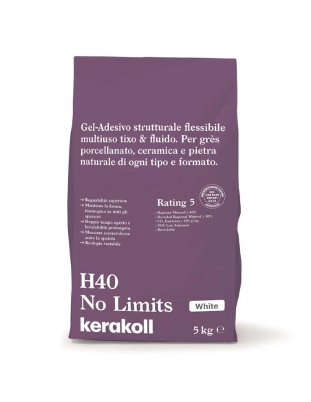 Kerakoll H40 No Limits Gel-adesivo Strutturale Bianco Flessibile Multiuso 5 Kg 