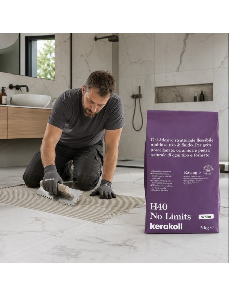 Kerakoll H40 No Limits Gel-adesivo Strutturale Bianco Flessibile Multiuso 5 Kg 