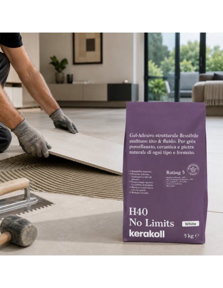 Kerakoll H40 No Limits Gel-adesivo Strutturale Bianco Flessibile Multiuso 5 Kg 