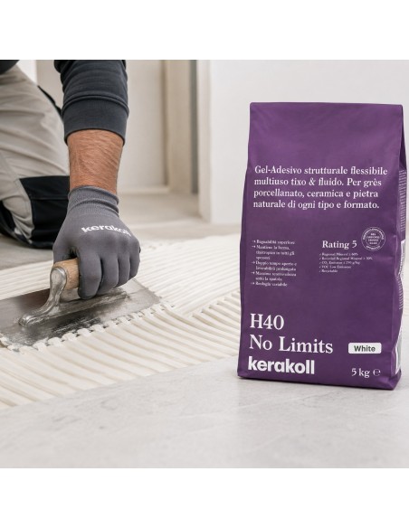 Kerakoll H40 No Limits Gel-adesivo Strutturale Bianco Flessibile Multiuso 5 Kg 