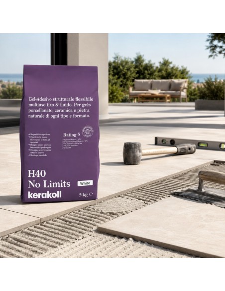 Kerakoll H40 No Limits Gel-adesivo Strutturale Bianco Flessibile Multiuso 5 Kg 