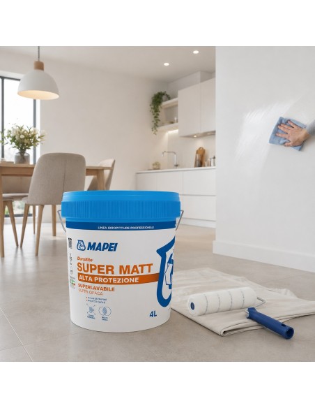 Mapei DURSILITE SUPER MATT Pittura Murale Lavabile Per Interni Super Opaca 4 L
